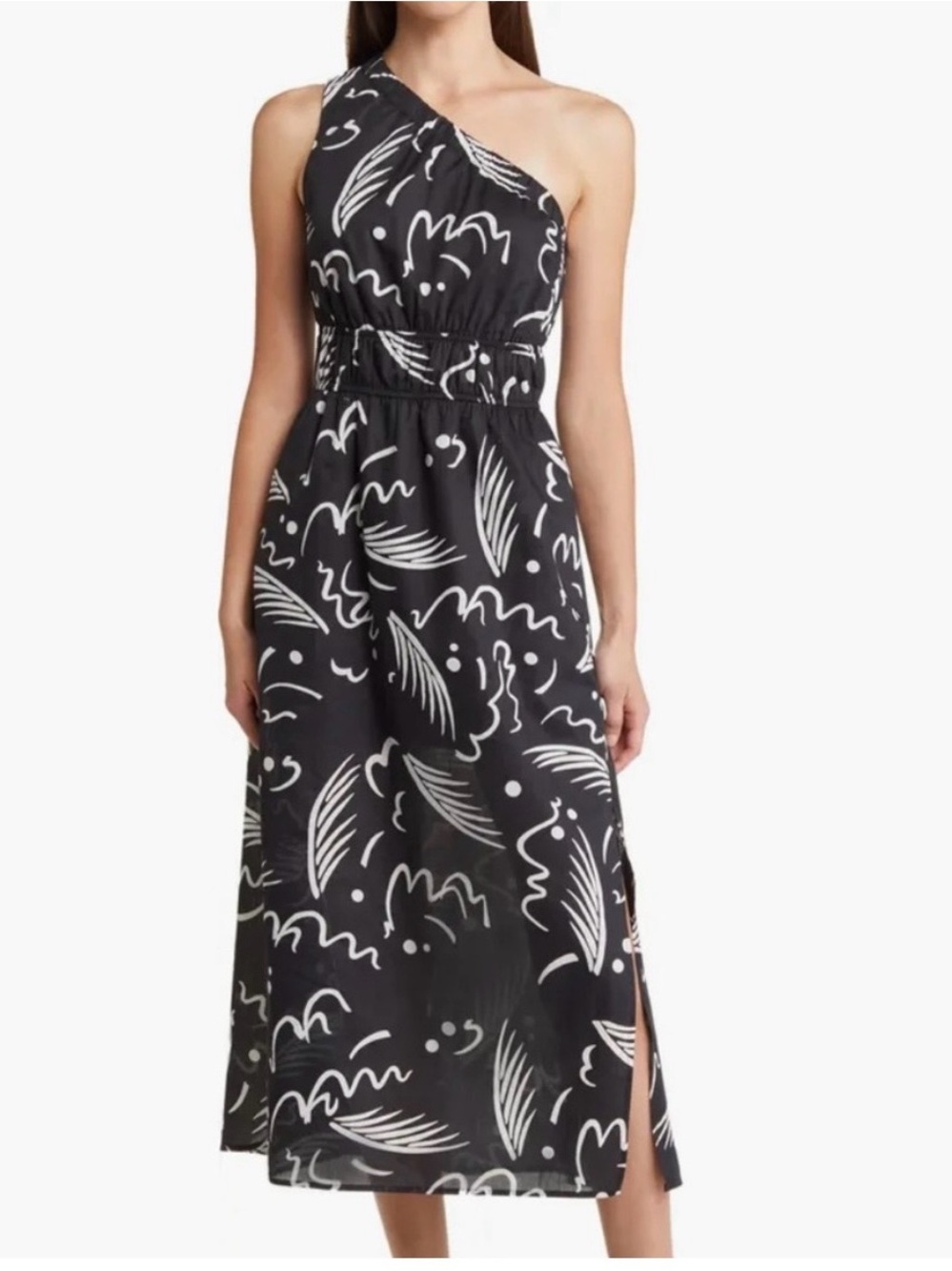 Rails Black and White One-Shoulder Maxi Dress